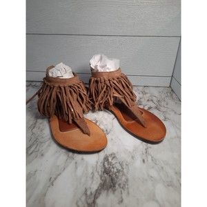Mobi Leather Fringe Sandal, Size 40